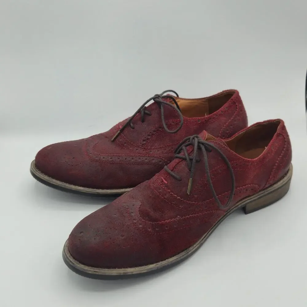 Kenneth Cole Reaction Rogue Trip Men's Size 10.5 Oxblood Red Suede Wingtip